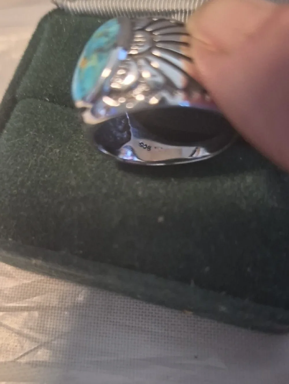 Turquoise Oval Stone Sterling Silver Women's Ring - Blue Turquoise